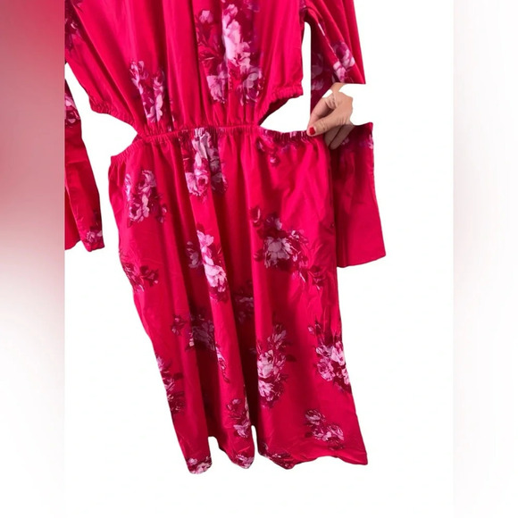 Pink floral long sleeve midi dress - Picture 6 of 8